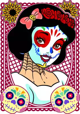 vectores plantilas DÍA DE MUERTOS,PRINCESA,DISNEY,CATRINA,NIÑA,